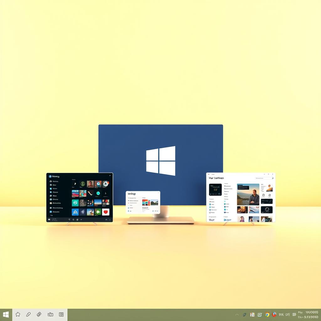 A sleek, modern desktop interface with a clean, minimalist design. The Windows 11 logo prominently displayed, surrounded by customization tools and settings panels. In the foreground, icons and widgets for personalization options such as themes, wallpapers, and app layouts. The middle ground features windows and menus showcasing different customization possibilities. In the background, a soft, blurred gradient creates a sense of depth and focus. Warm, natural lighting illuminates the scene, giving it a polished, professional atmosphere. The overall impression is one of a highly customizable, user-friendly operating system that empowers the user to tailor their digital experience.